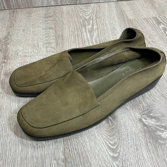 Covington Leather Suede Olive Green Slip On Loafers 9 - Picture 15 of 16